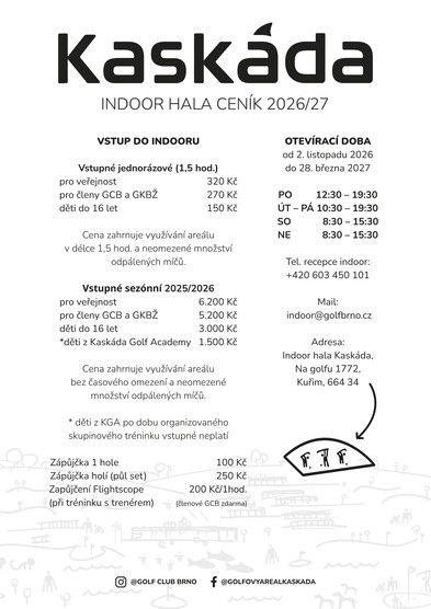 Indoor hala Kaskáda v provozu od 2. listopadu